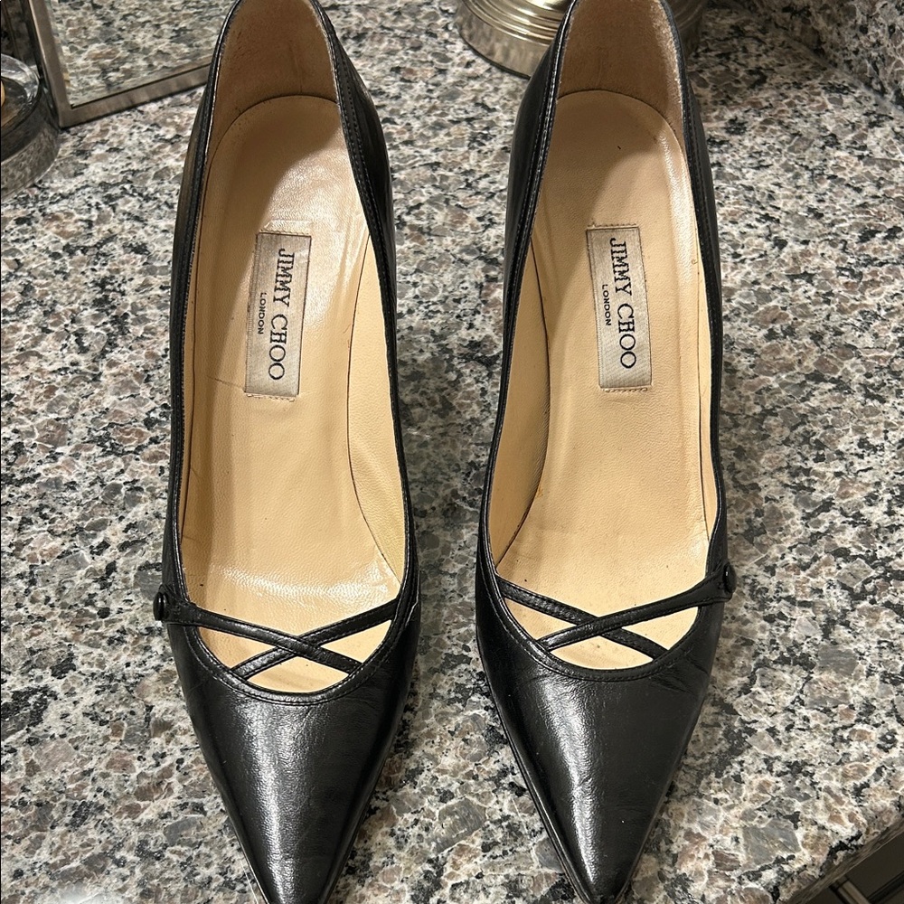 Jimmy Choo Black Pointed Toe Heels